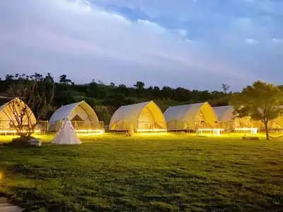 safari tent glamping with hot tub