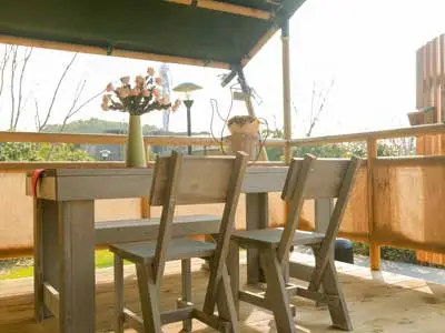 safari tent with hot tub