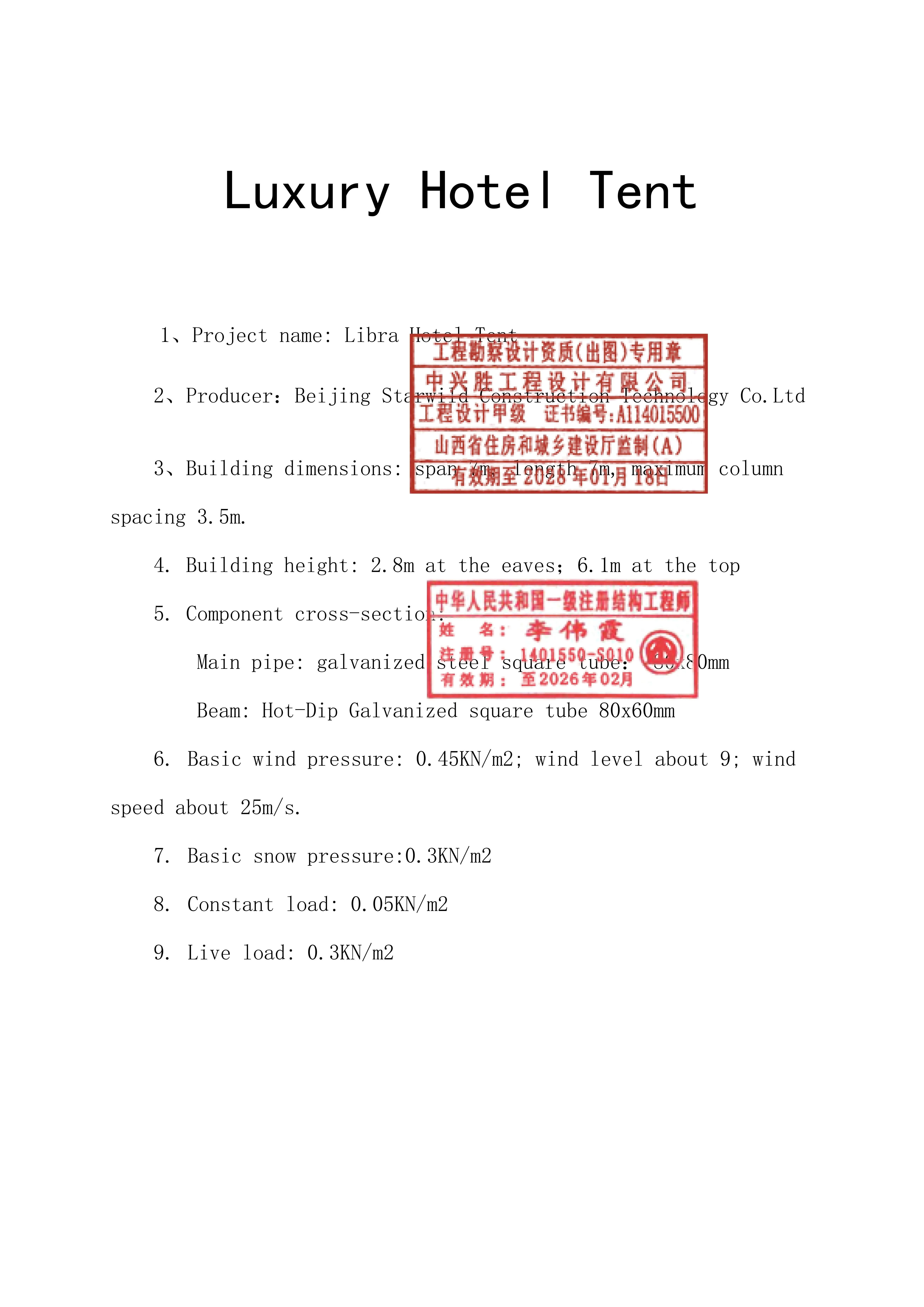 wind pressure of libra luxury glamping tent