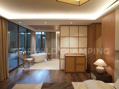 interior of starwild luxury peak glamping tent 1