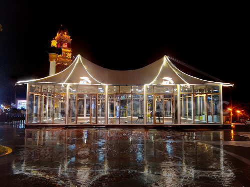 3 luxury event pagoda tent with glass wall