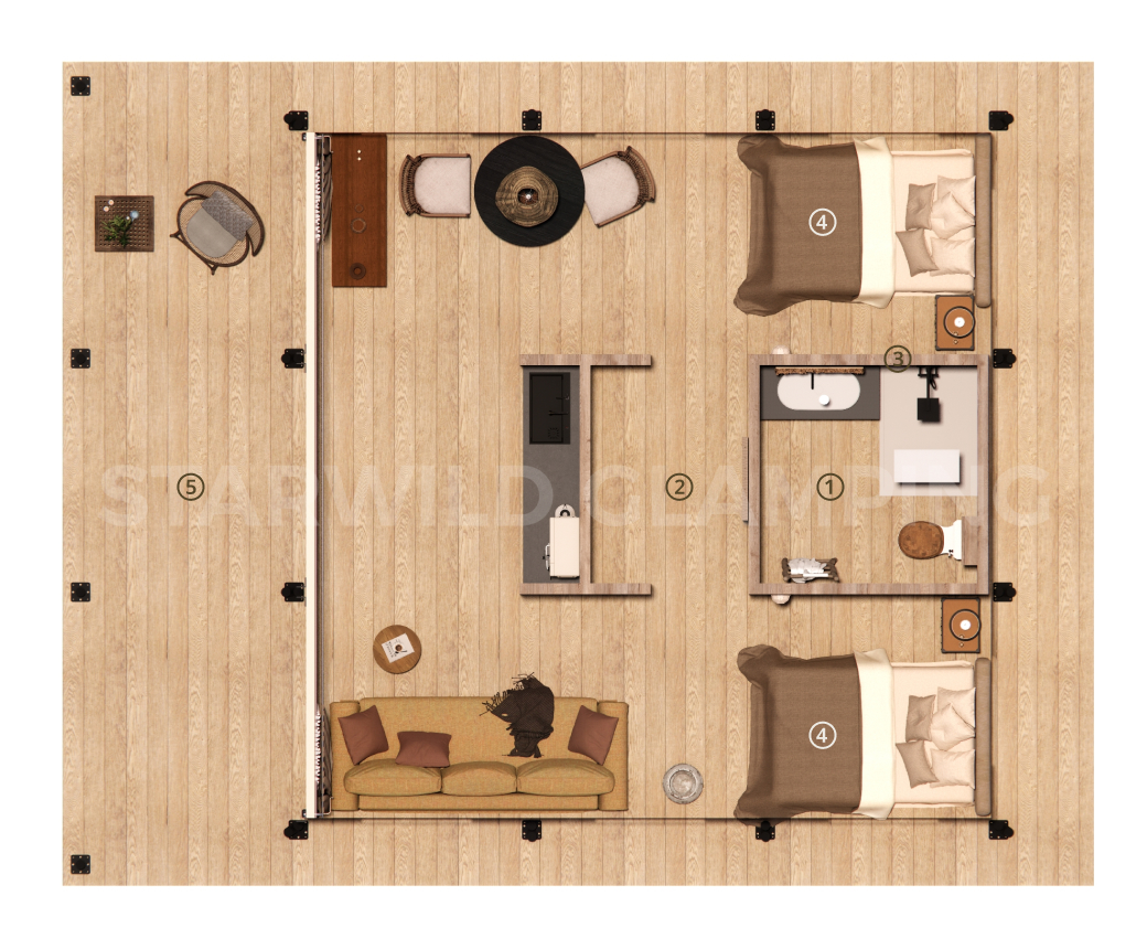 Interior Features of Purple Microstar Luxury Glamping Tent