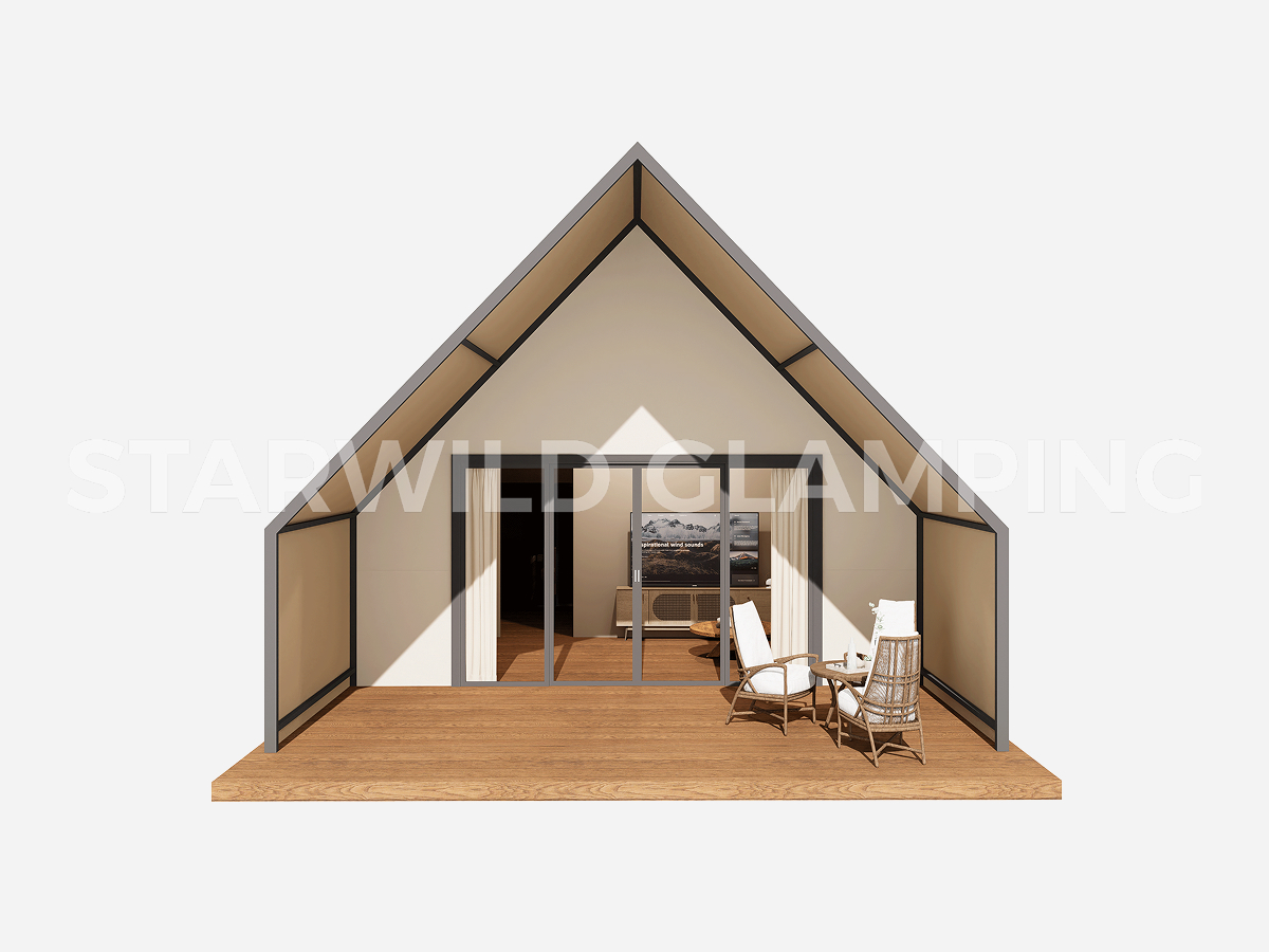 A shape Aluminum Frame Luxury Glamping Tent House 1