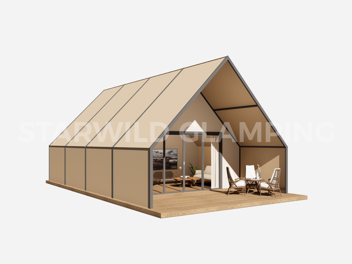 A shape Aluminum Frame Luxury Glamping Tent House 2