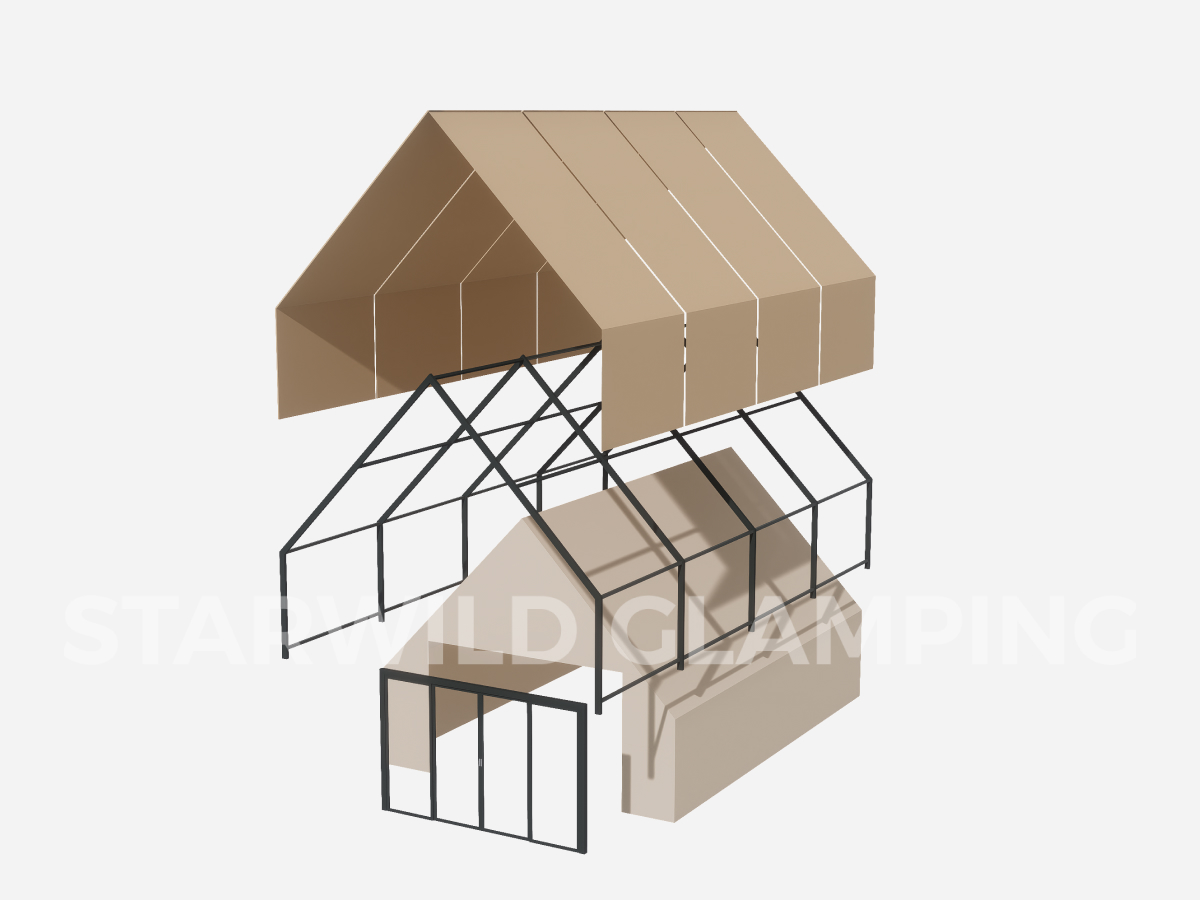 A shape Aluminum Frame Luxury Glamping Tent House 3