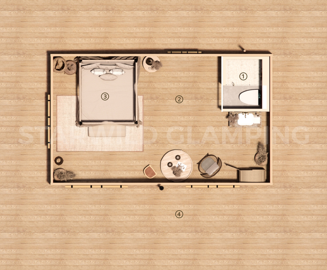Interior Features of Pavo-A34 Stretch Tent Glamping